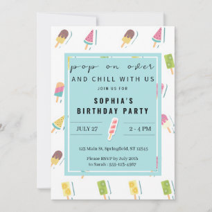 Cool Summer Popsicle Birthday Invitation