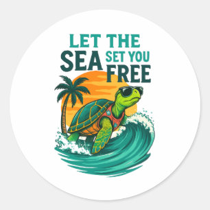 Cool Summer – Sea Turtle Vibes Classic Round Sticker