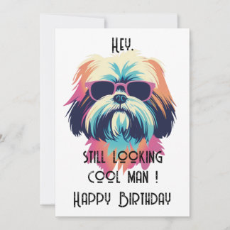 Cool Summer Shih Tzu Happy B-day card