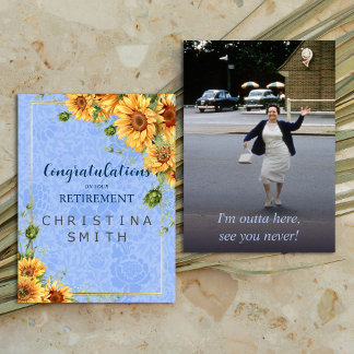 Cool Summer Sunflower Watercolor Retirement Party Invitation