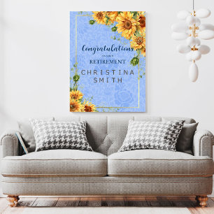 Cool Summer Sunflower Watercolor Retirement Party Poster