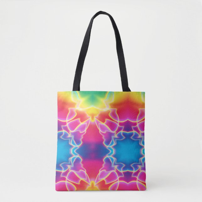 Cool Summer Tie Dye Rainbow Colour Fun Beach Tote Bag (Front)