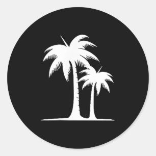 Cool Summer Vacation Men Women Beach Palm Tree _1 Classic Round Sticker