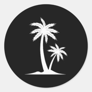 Cool Summer Vacation Men Women Hawaiian Beach Palm Classic Round Sticker