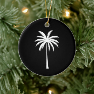 Cool Summer Vacation Sunset Beach Palm Tree Ceramic Ornament