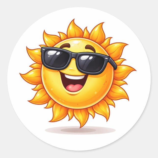 Cool Sun Cartoon Wearing Sunglasses Sticker (Front)