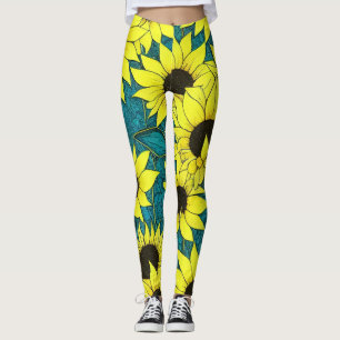 Cool Sunflower leggings - huge sunflowers vivid