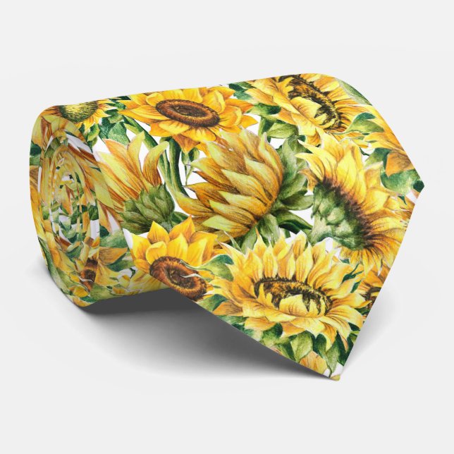 cool sunflower tiled pattern tie (Rolled)