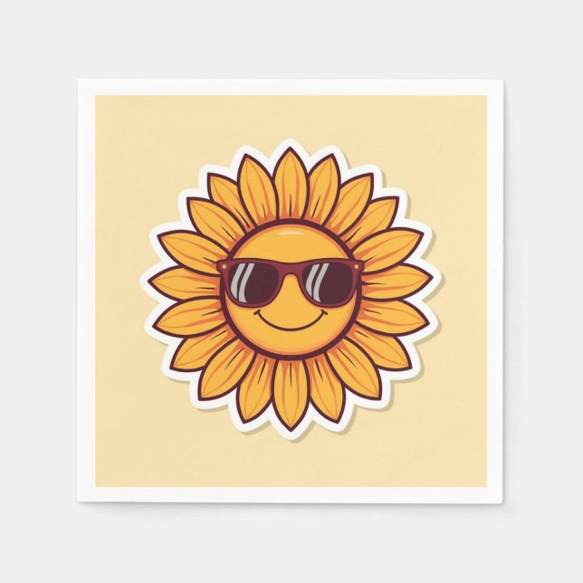 Cool Sunflower with Sunglasses Napkin (Front)