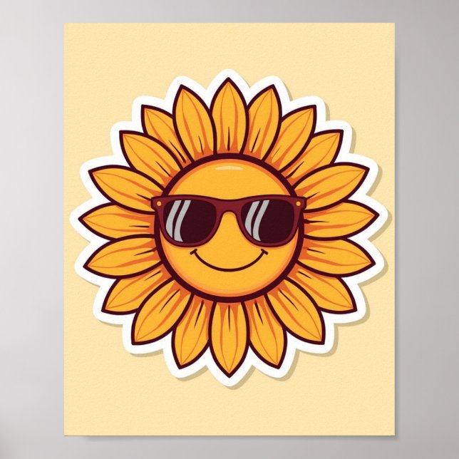 Cool Sunflower with Sunglasses Poster (Front)