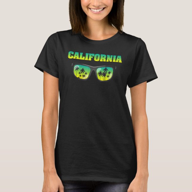 Cool Sunglasses Californian Summer Palm Trees Cali T-Shirt (Front)
