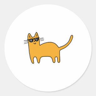 Cool Sunglasses Cat Classic Round Sticker
