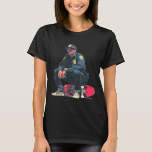 Cool Sunglasses Cop with Skateboard for Police T-Shirt