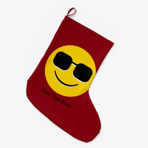 Cool Sunglasses Emoji Guy Large Christmas Stocking