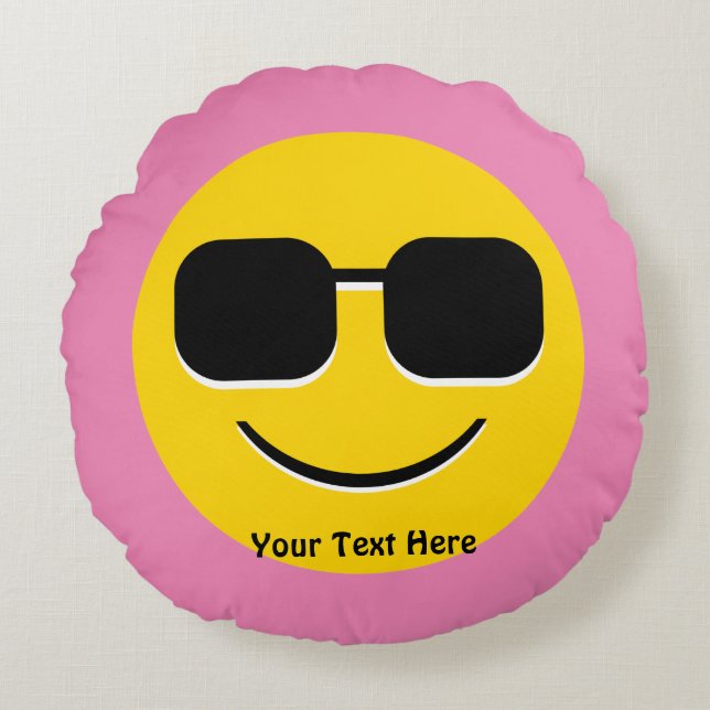 Cool Sunglasses Emoji Guy Round Cushion (Front)