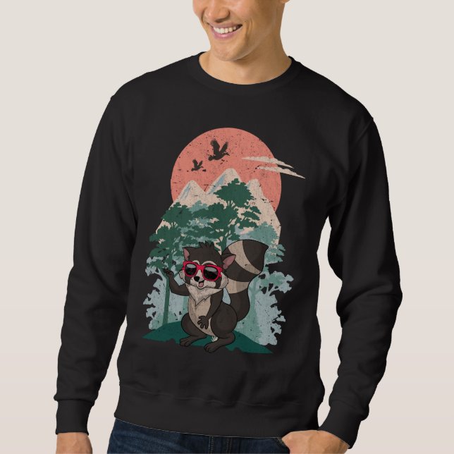 Cool Sunglasses Forest Animal Trash Panda Racoon Sweatshirt (Front)