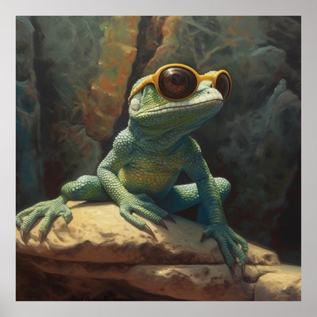 Cool Sunglasses Gecko Reptile Wall Decor (Front)