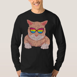 Cool Sunglasses Pansexual Flag Cat Pan Pride Lgbtq T-Shirt