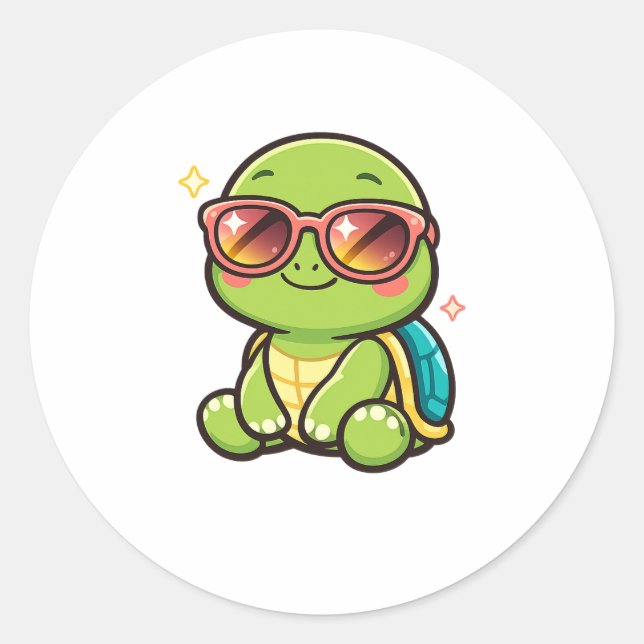 Cool Sunglasses Vibes Classic Round Sticker (Front)