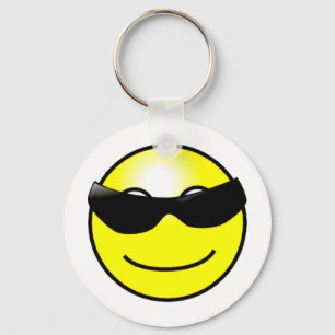 Cool Sunglasses Yellow Face Key Ring