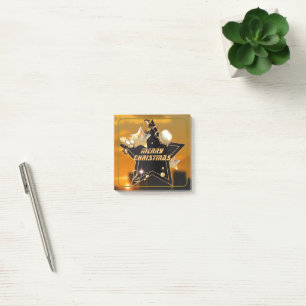 Cool Sunrise Black Gold Metallic Stars Christmas Post-it Notes