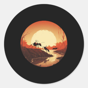 Cool Sunset Ant Outfit For Insect Boys And Girls L Classic Round Sticker