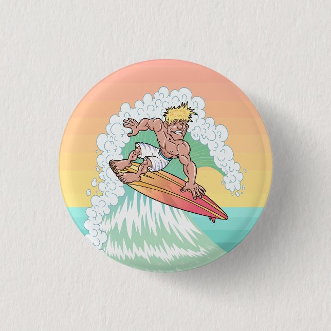 Cool Sunset Surfer 3 Cm Round Badge (Front)