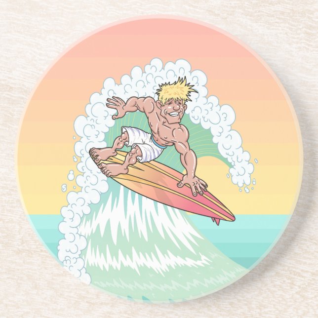 Cool Sunset Surfer Coaster (Front)
