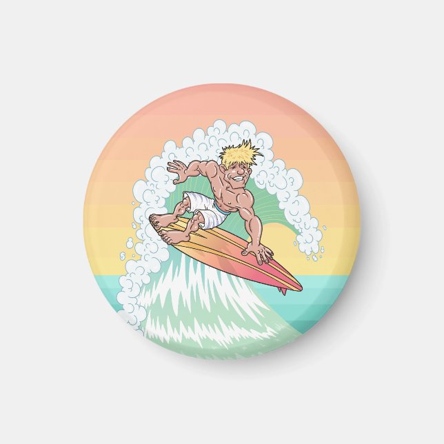 Cool Sunset Surfer Magnet (Front)