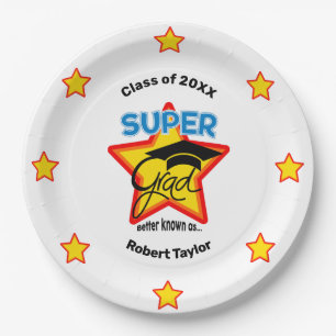Cool Super Grad Logo - Personalise Name and Year   Paper Plate