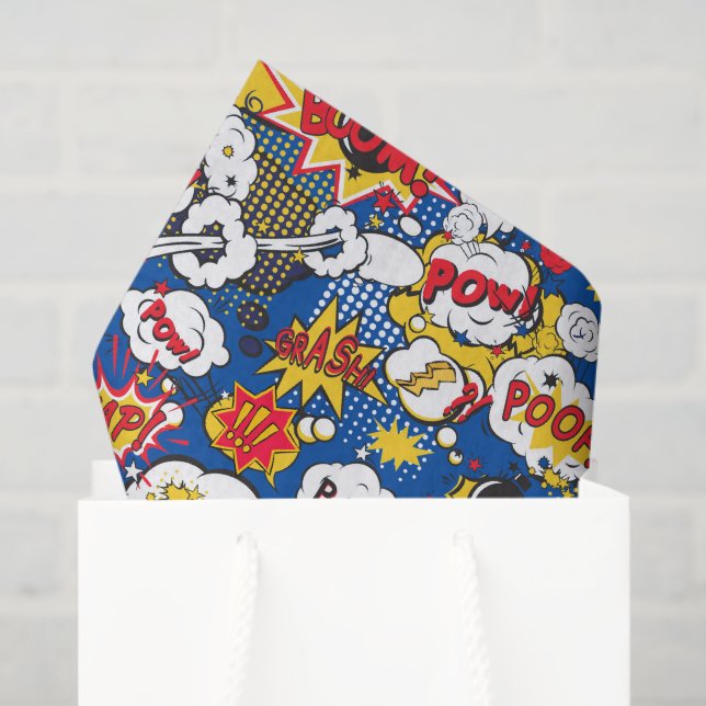 cool super hero word art tiled pattern  tissue paper (Gift Bag)