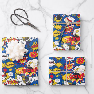 cool super hero word art tiled pattern  wrapping paper sheet