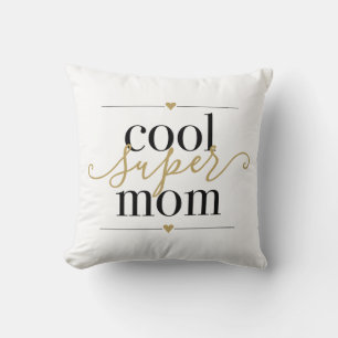 Cool Super Mum Modern Elegant Black and Gold Cushion