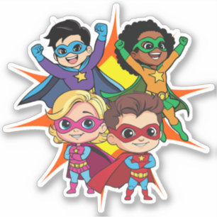 Cool Superhero Boys & Girls Cute Cartoon Colourful