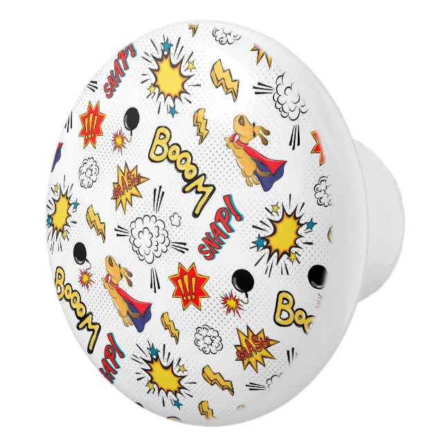 Cool superhero comics pattern  ceramic knob (Right)
