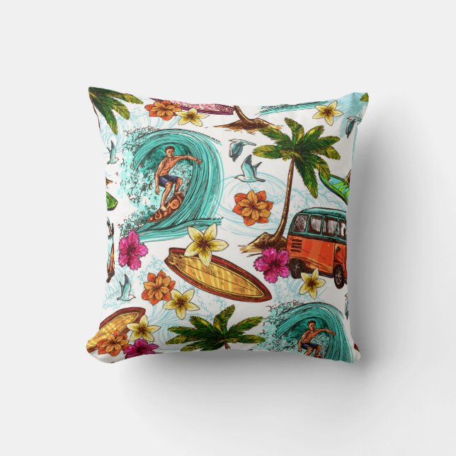 Cool surf beach pattern cushion (Front)