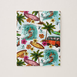 Cool surf beach pattern jigsaw puzzle