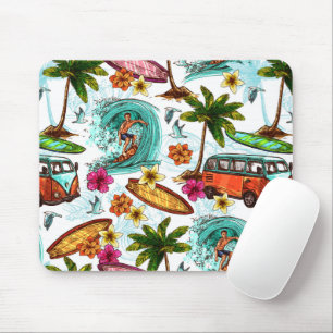 Cool surf beach pattern mouse pad
