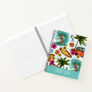 Cool surf beach pattern notebook