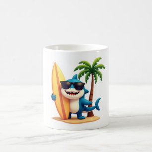 Cool Surf Shark Mug 🦈 Tropical Beach Coffee Cup