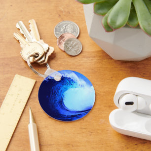 Cool Surf Style Blue Wave  Key Ring