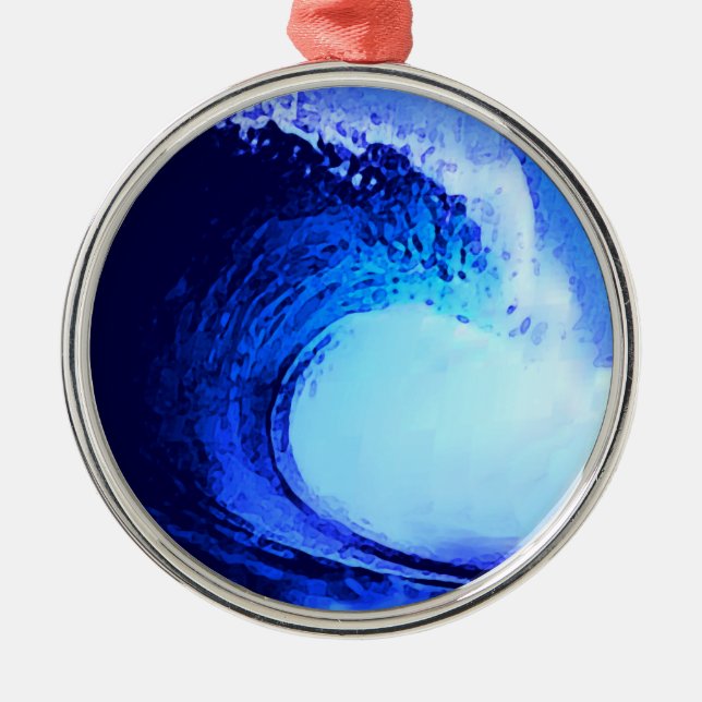 cool surf style blue wave metal tree decoration (Front)