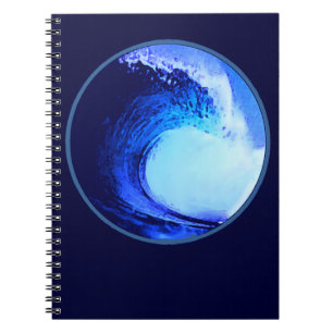 cool surf style blue wave notebook