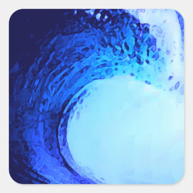 cool surf style blue wave square sticker (Front)