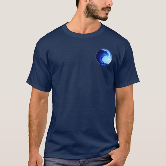 Cool Surf Style Blue Wave T-Shirt (Front)