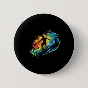 Cool Surfer Boys Graphic Men Surfing  6 Cm Round Badge