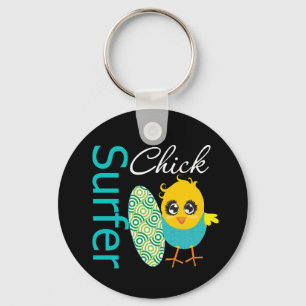 Cool Surfer Chick Key Ring