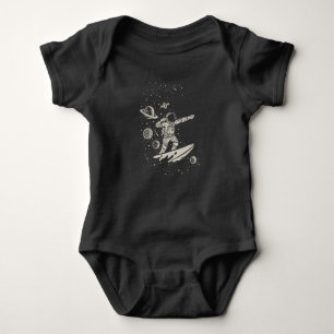 Cool Surfing Astronaut Space Planets Cosmonaut Baby Bodysuit