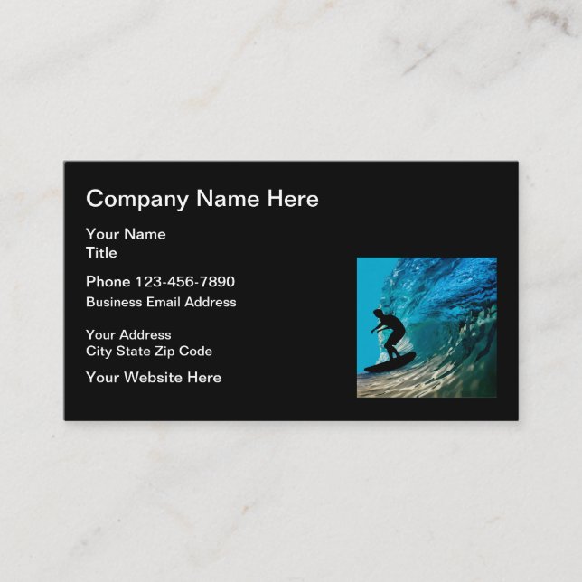 Cool Surfing Beach Theme Business Cards (Front)