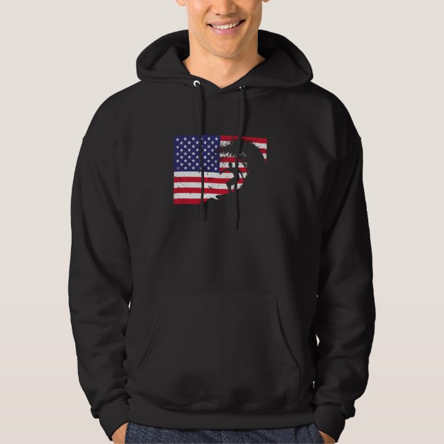 Cool Surfing For Men Women 4th Of July American Fl Hoodie (Front)